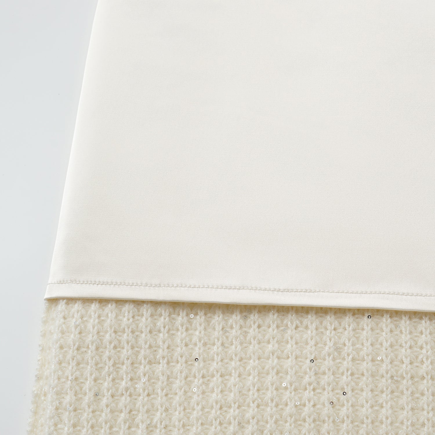 “Autumn Diary” 100% Cashmere細緻華夫格亮片針織鉛筆裙—Pale Sunlight冬日晨光