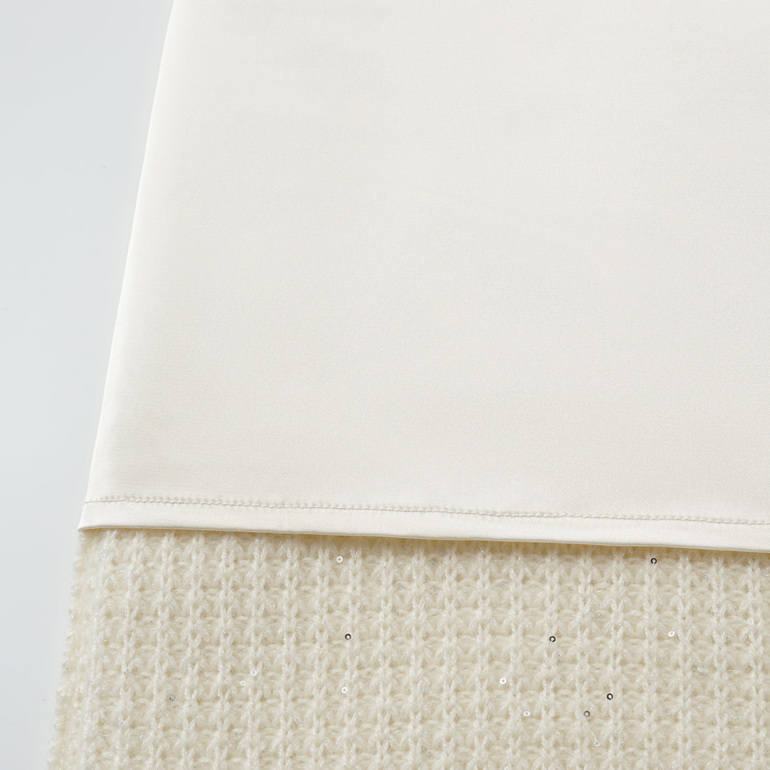 “Autumn Diary” 100% Cashmere細緻華夫格亮片針織鉛筆裙—Pale Sunlight冬日晨光