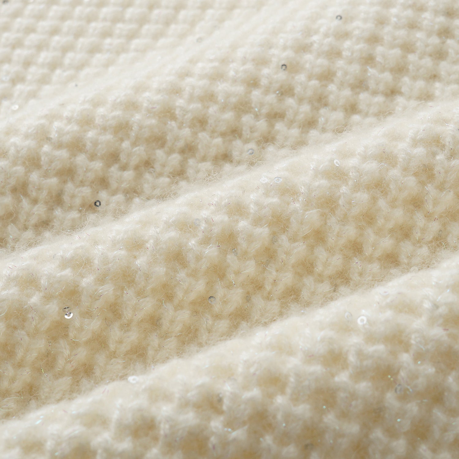 “Autumn Diary” 100% Cashmere細緻華夫格亮片針織鉛筆裙—Pale Sunlight冬日晨光