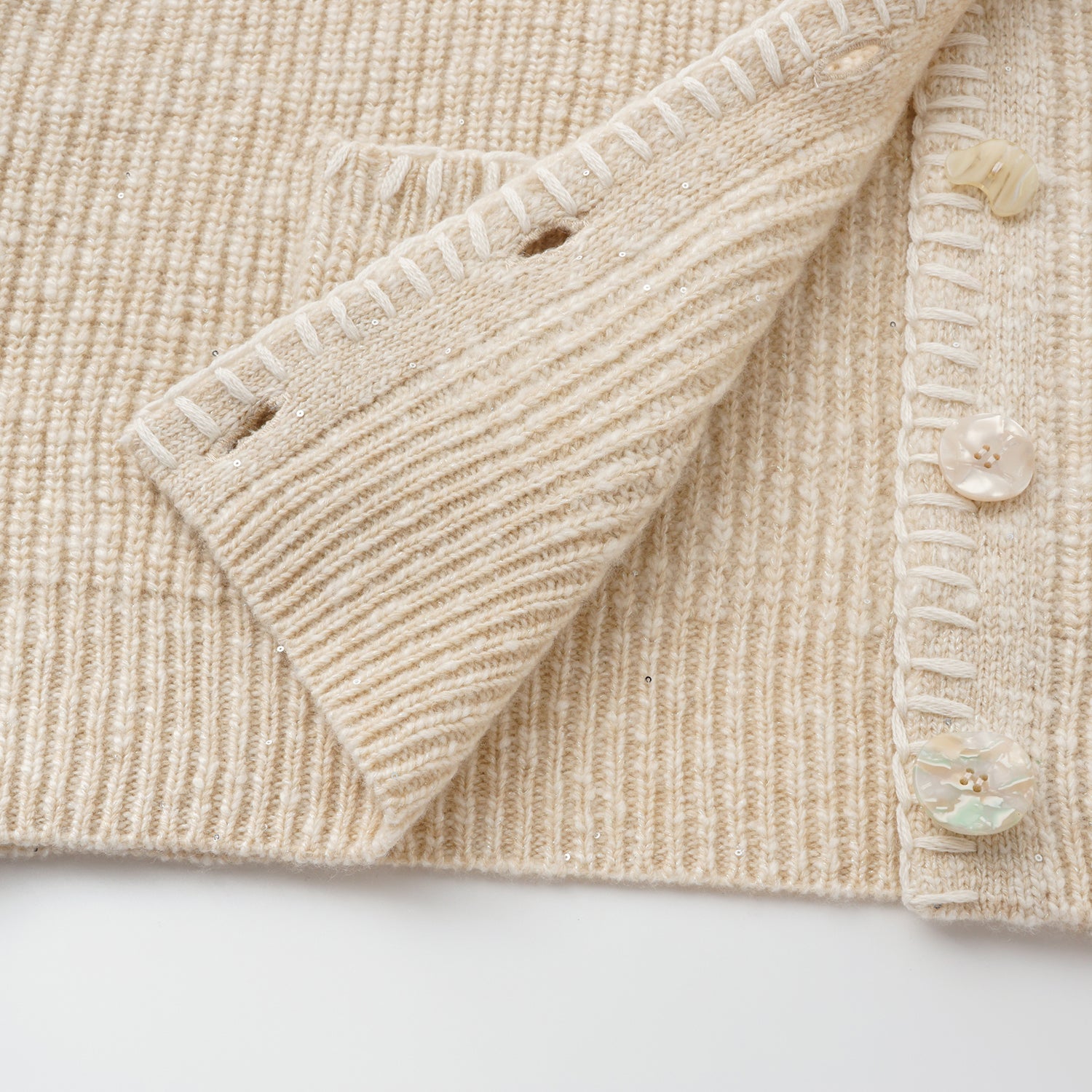 “Winter Diary” 100% Cashmere霧染細針羅紋邊飾高領針織外套—Afternoon Glow午後暖陽