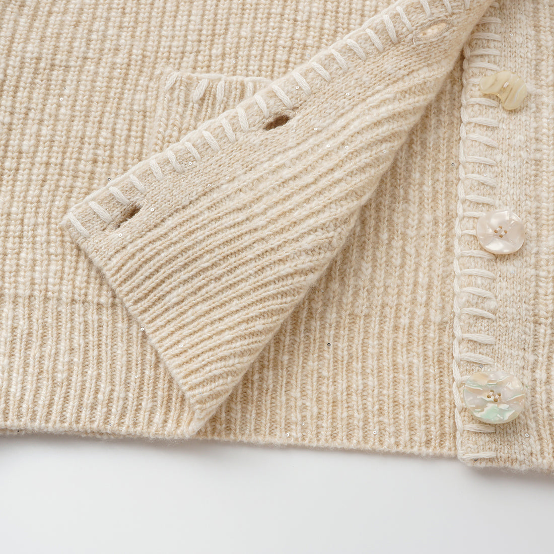 “Winter Diary” 100% Cashmere霧染細針羅紋邊飾高領針織外套—Afternoon Glow午後暖陽