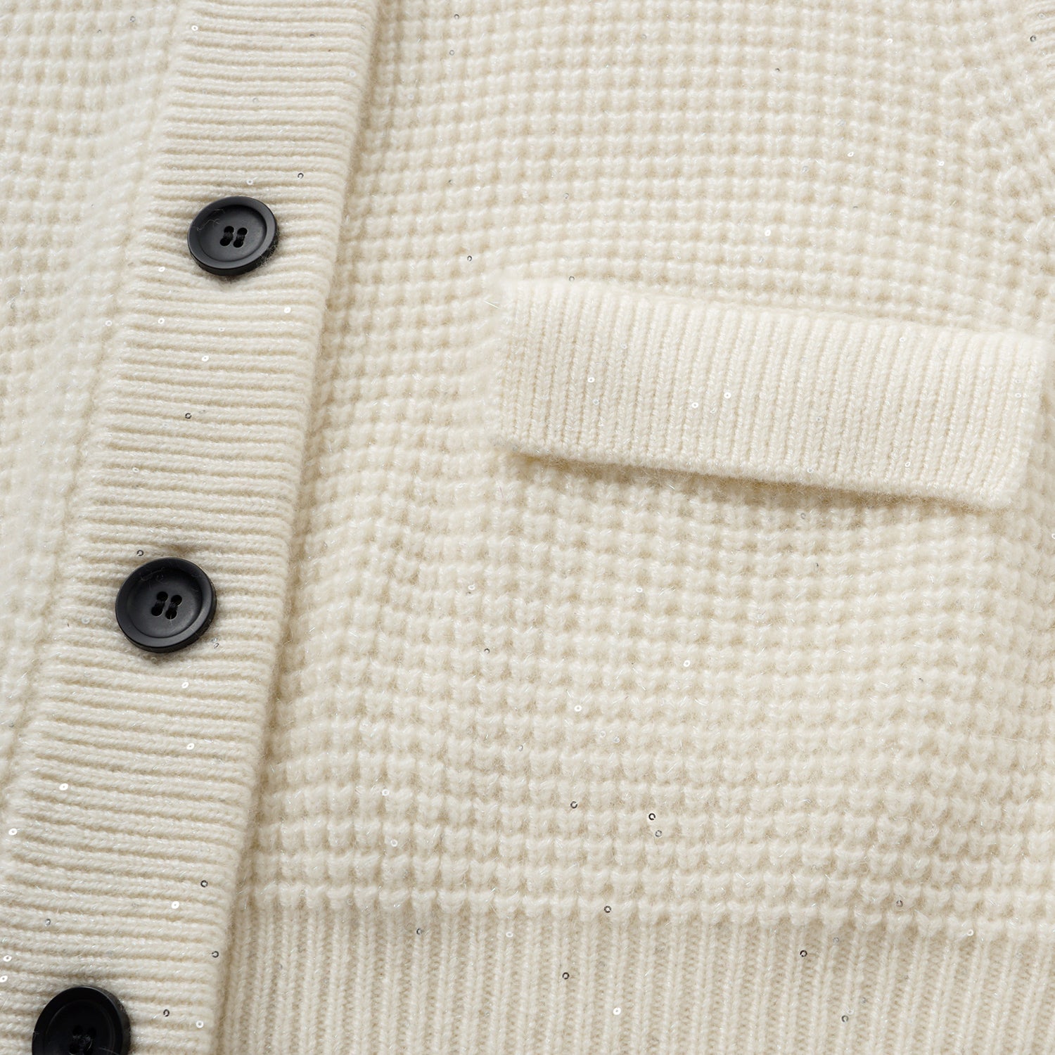 “Autumn Diary” 100% Cashmere細緻華夫格亮片針織背心—Pale Sunlight冬日晨光