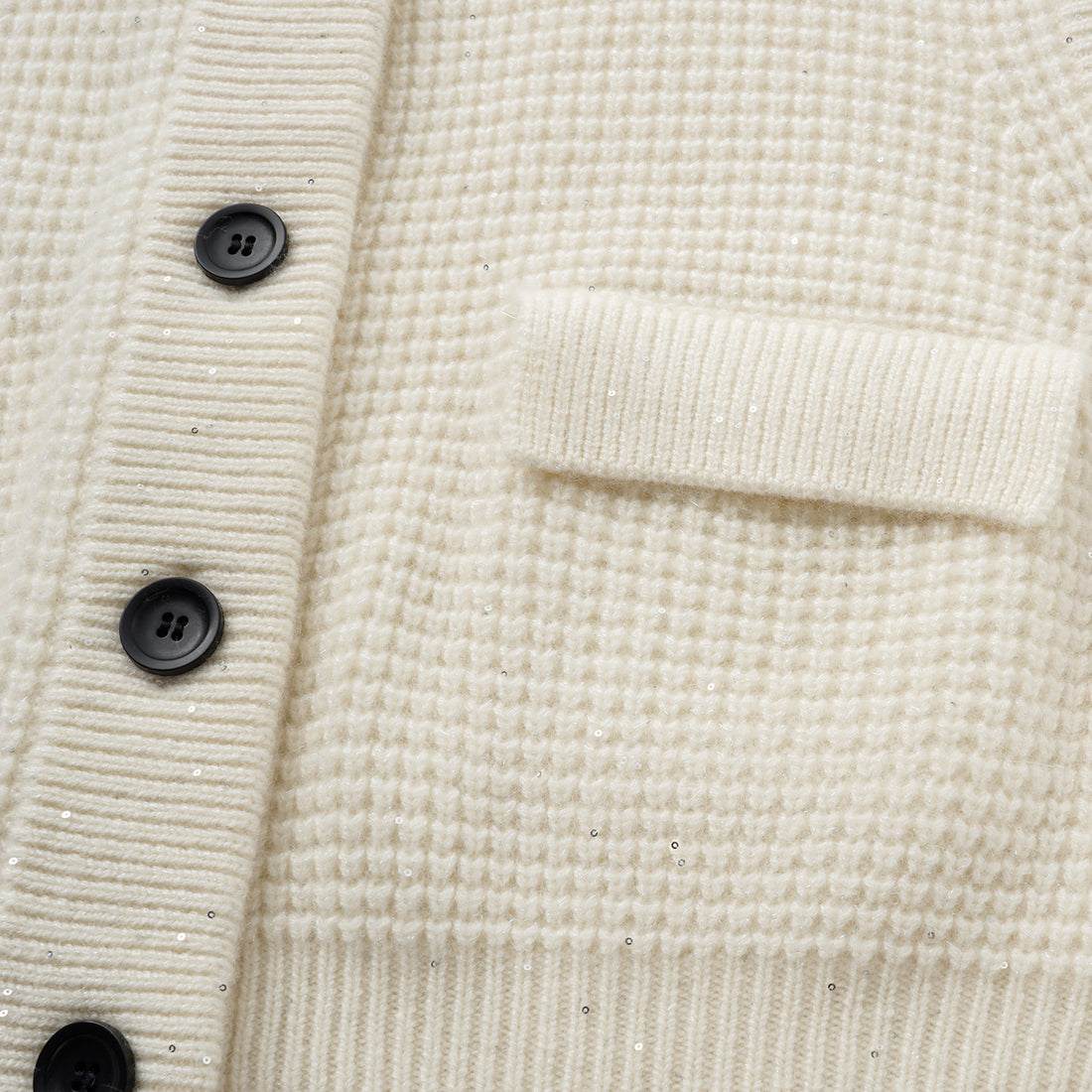 “Autumn Diary” 100% Cashmere細緻華夫格亮片針織背心—Pale Sunlight冬日晨光