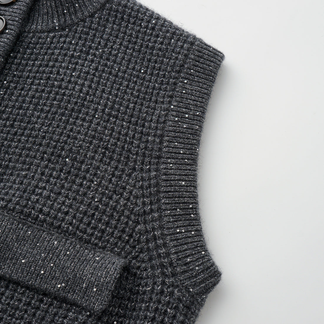 “Autumn Diary” 100% Cashmere細緻華夫格亮片針織背心—Nightfall Gleam夜幕之詩