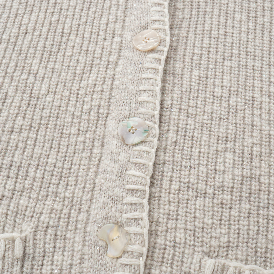 “Winter Diary” 100% Cashmere霧染細針羅紋邊飾高領針織外套—Winter Cotton冬日棉花