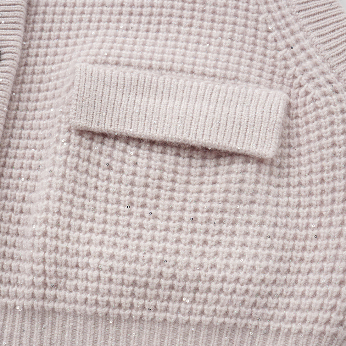 “Autumn Diary” 100% Cashmere細緻華夫格亮片針織背心—Misty Rose薄霧玫瑰