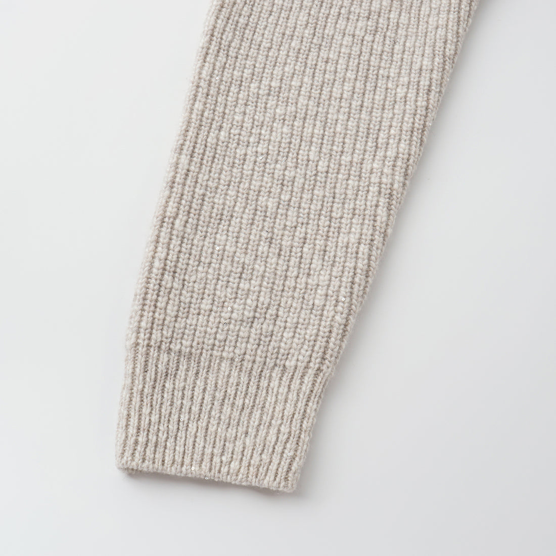 “Winter Diary” 100% Cashmere霧染細針羅紋邊飾高領針織外套—Winter Cotton冬日棉花