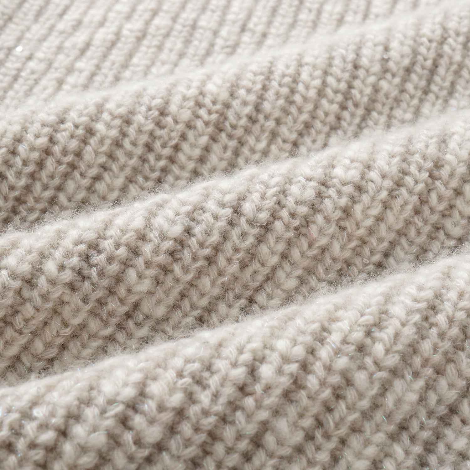 “Winter Diary” 100% Cashmere霧染細針羅紋邊飾高領針織外套—Winter Cotton冬日棉花