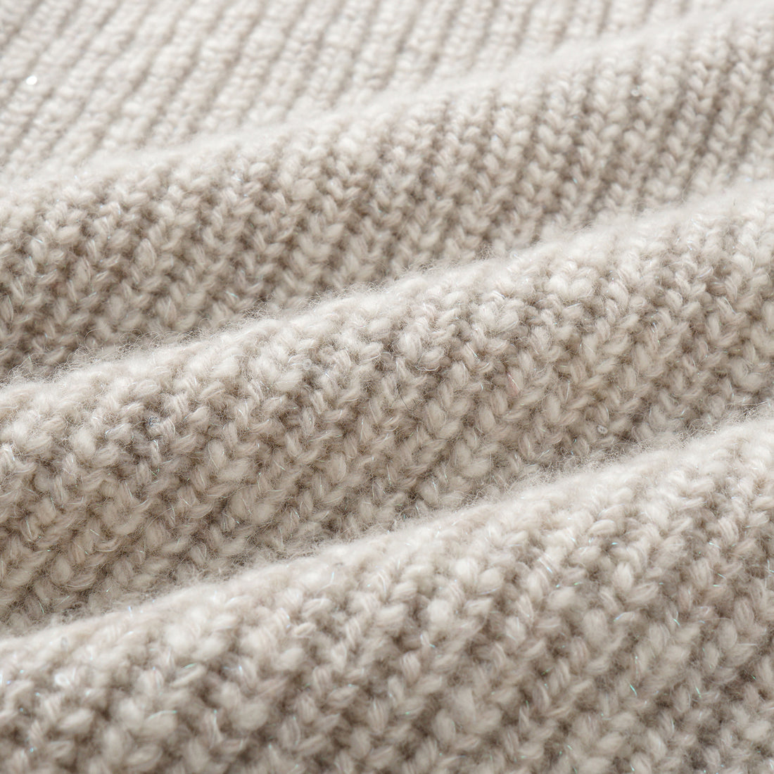 “Winter Diary” 100% Cashmere霧染細針羅紋邊飾高領針織外套—Winter Cotton冬日棉花