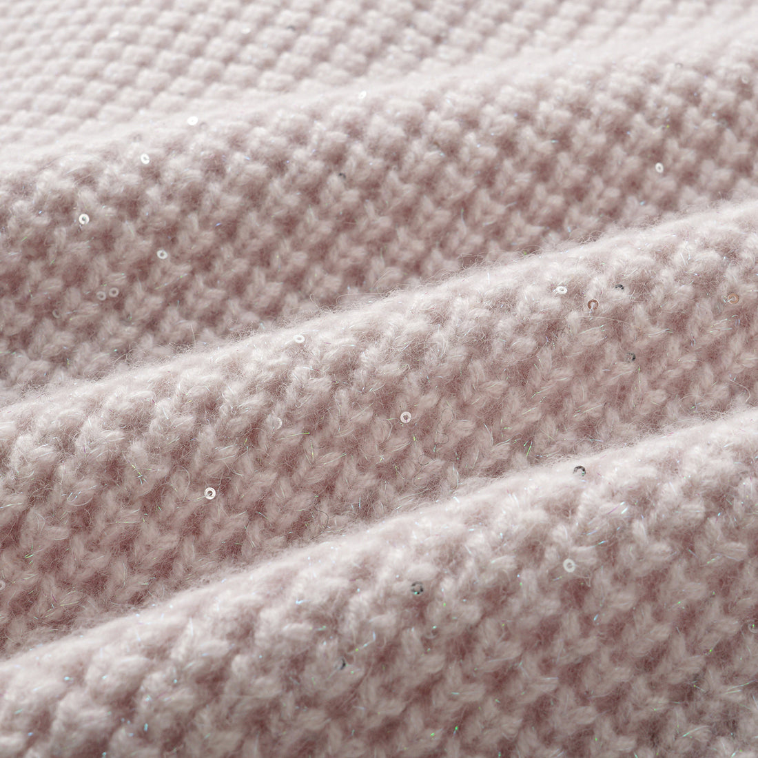 “Autumn Diary” 100% Cashmere細緻華夫格亮片針織背心—Misty Rose薄霧玫瑰