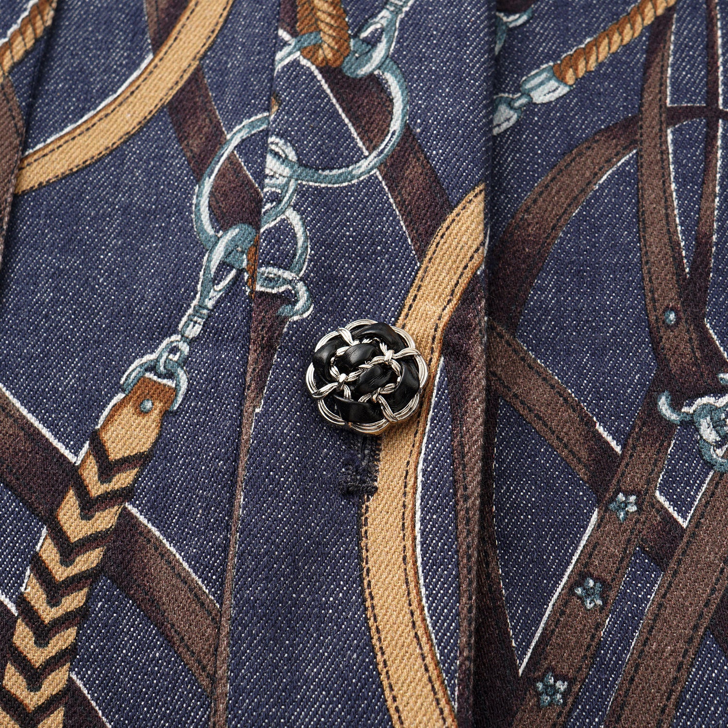 “Easy Go Chic”義大利鍊飾繪印工藝牛仔馬甲背心—Midnight Gallop詩夜漫行