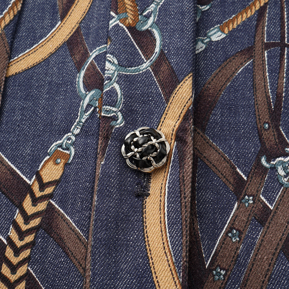 “Easy Go Chic”義大利鍊飾繪印工藝牛仔馬甲背心—Midnight Gallop詩夜漫行