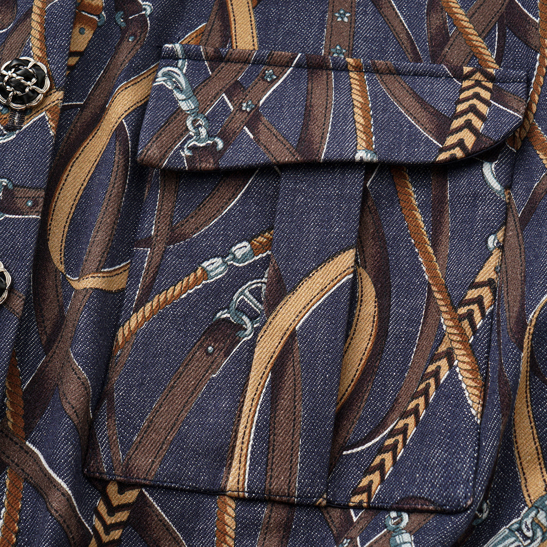 “Easy Go Chic”義大利鍊飾繪印工藝牛仔連身褲—Midnight Gallop詩夜漫行