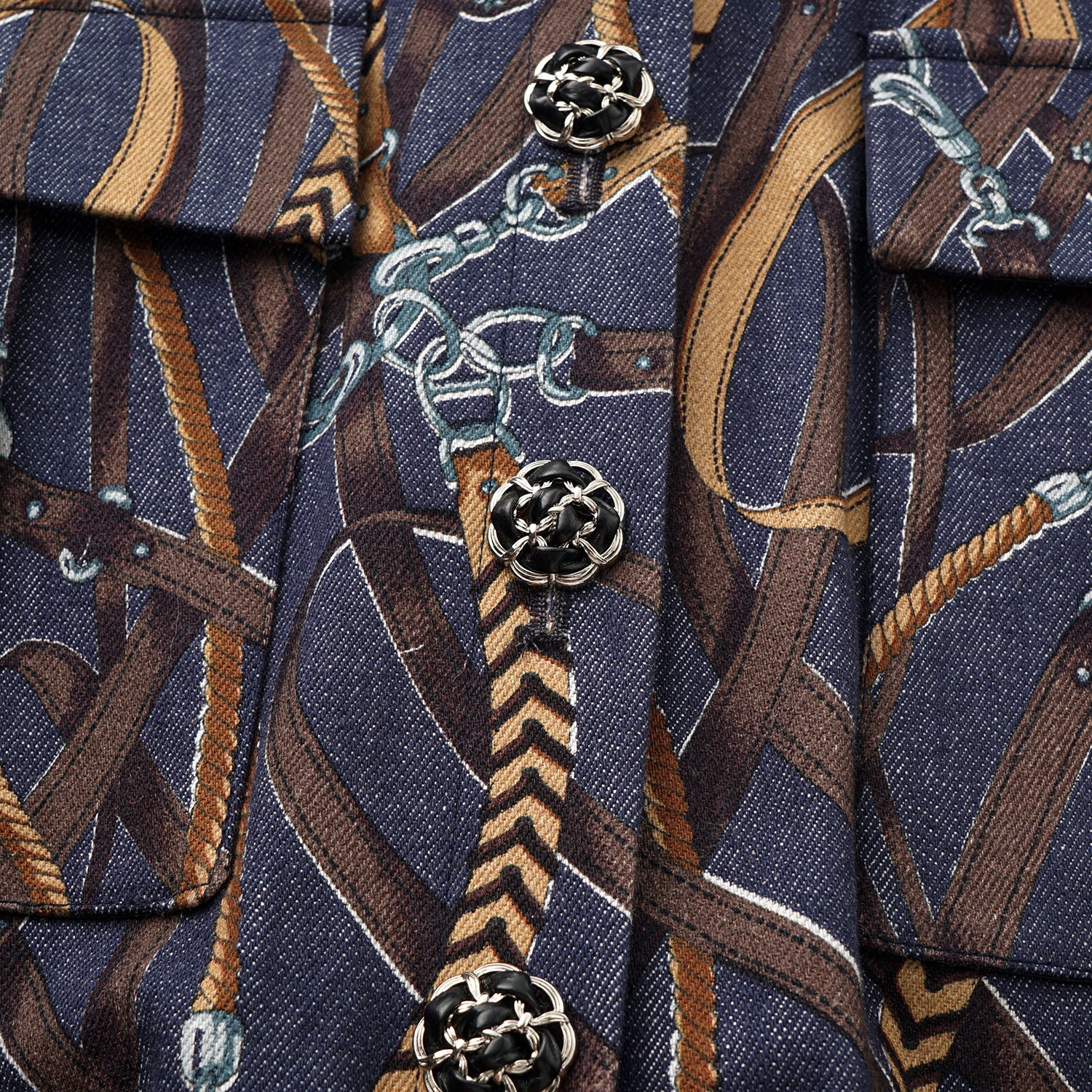 “Easy Go Chic”義大利鍊飾繪印工藝牛仔連身褲—Midnight Gallop詩夜漫行