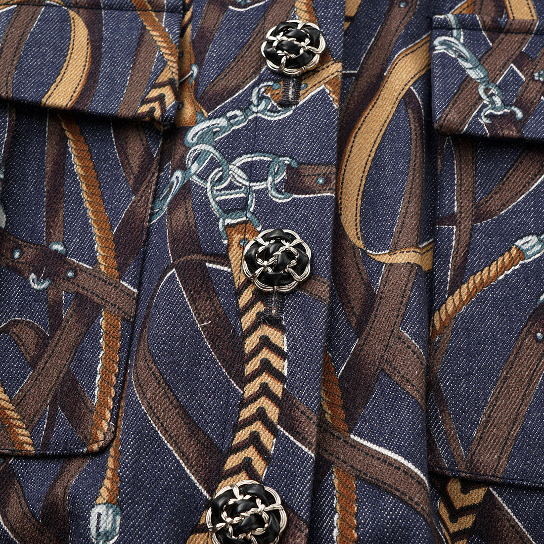 “Easy Go Chic”義大利鍊飾繪印工藝牛仔連身褲—Midnight Gallop詩夜漫行