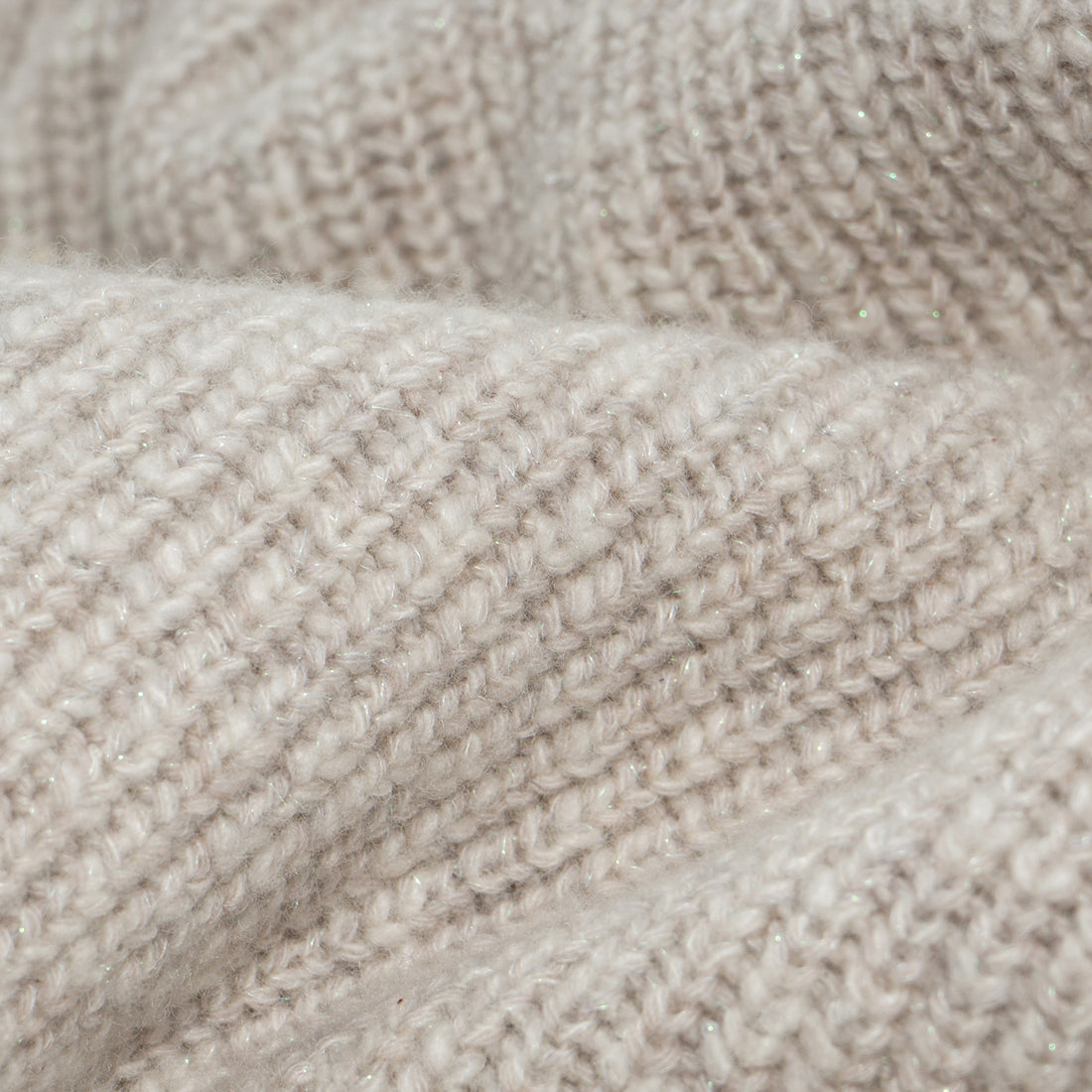 “Winter Diary” 100% Cashmere霧染細針羅紋邊飾高領針織外套—Winter Cotton冬日棉花