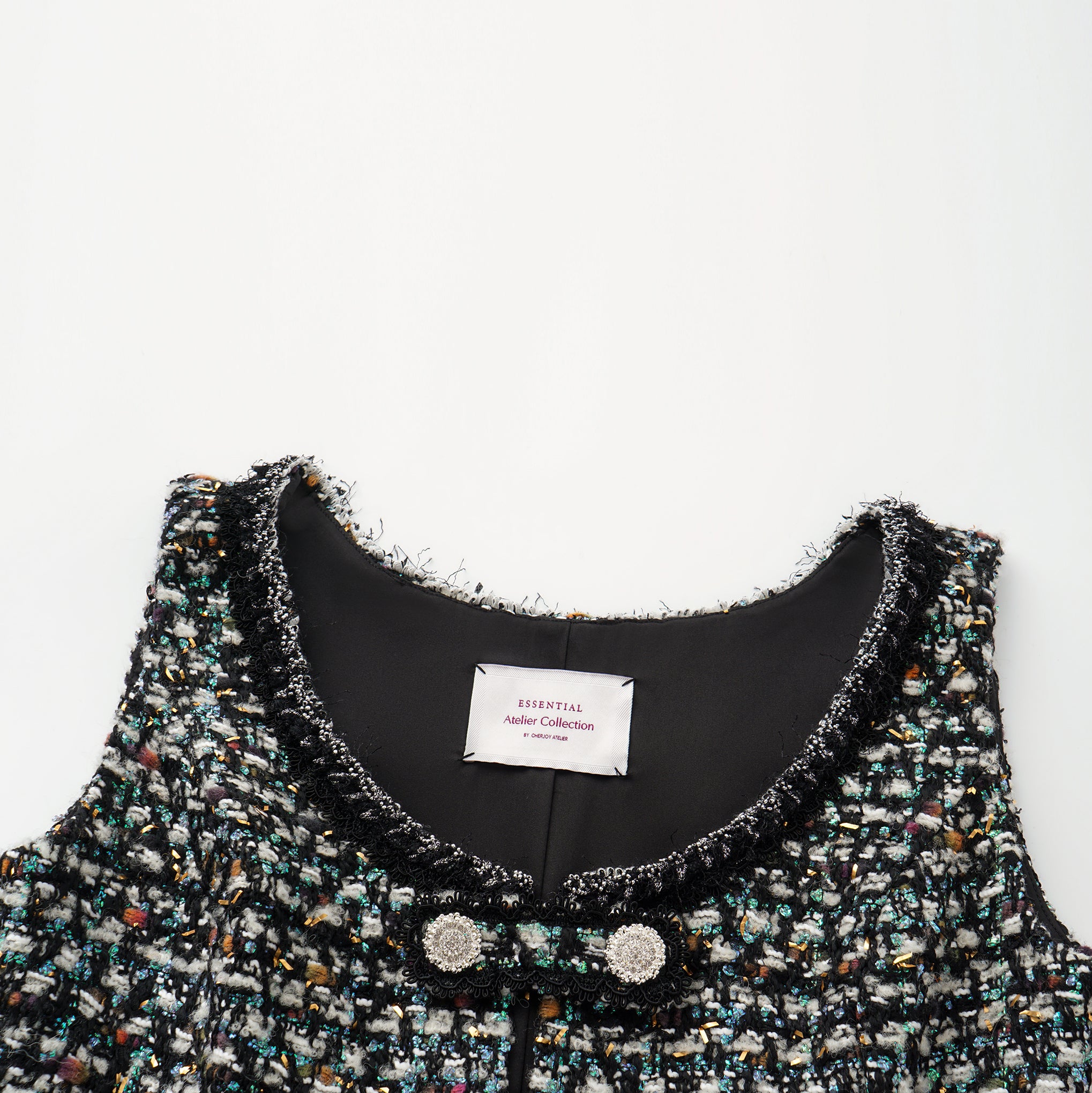 "Couture Impression."法國頂級羊毛棱光彩織花呢馬甲背心—Galaxy Jardin銀光花境