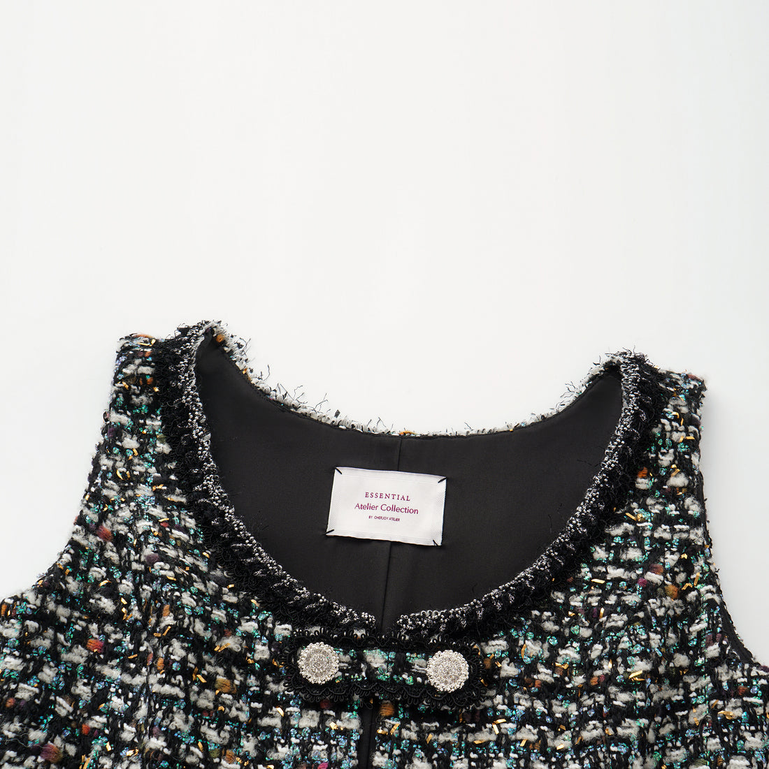 "Couture Impression."法國頂級羊毛棱光彩織花呢馬甲背心—Galaxy Jardin銀光花境