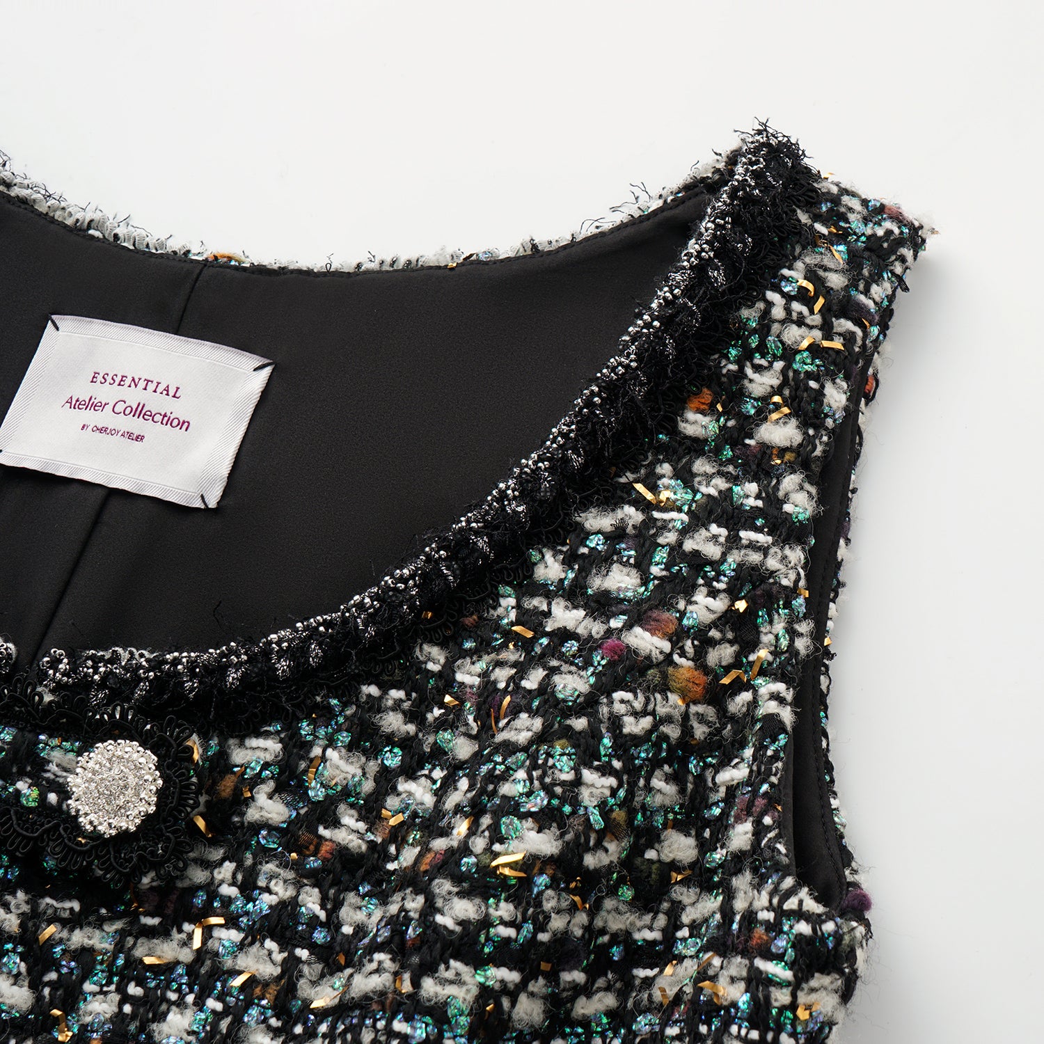 "Couture Impression."法國頂級羊毛棱光彩織花呢馬甲背心—Galaxy Jardin銀光花境