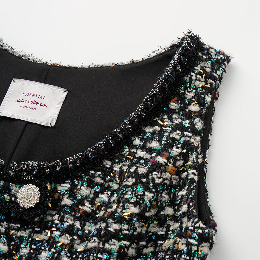 "Couture Impression."法國頂級羊毛棱光彩織花呢馬甲背心—Galaxy Jardin銀光花境