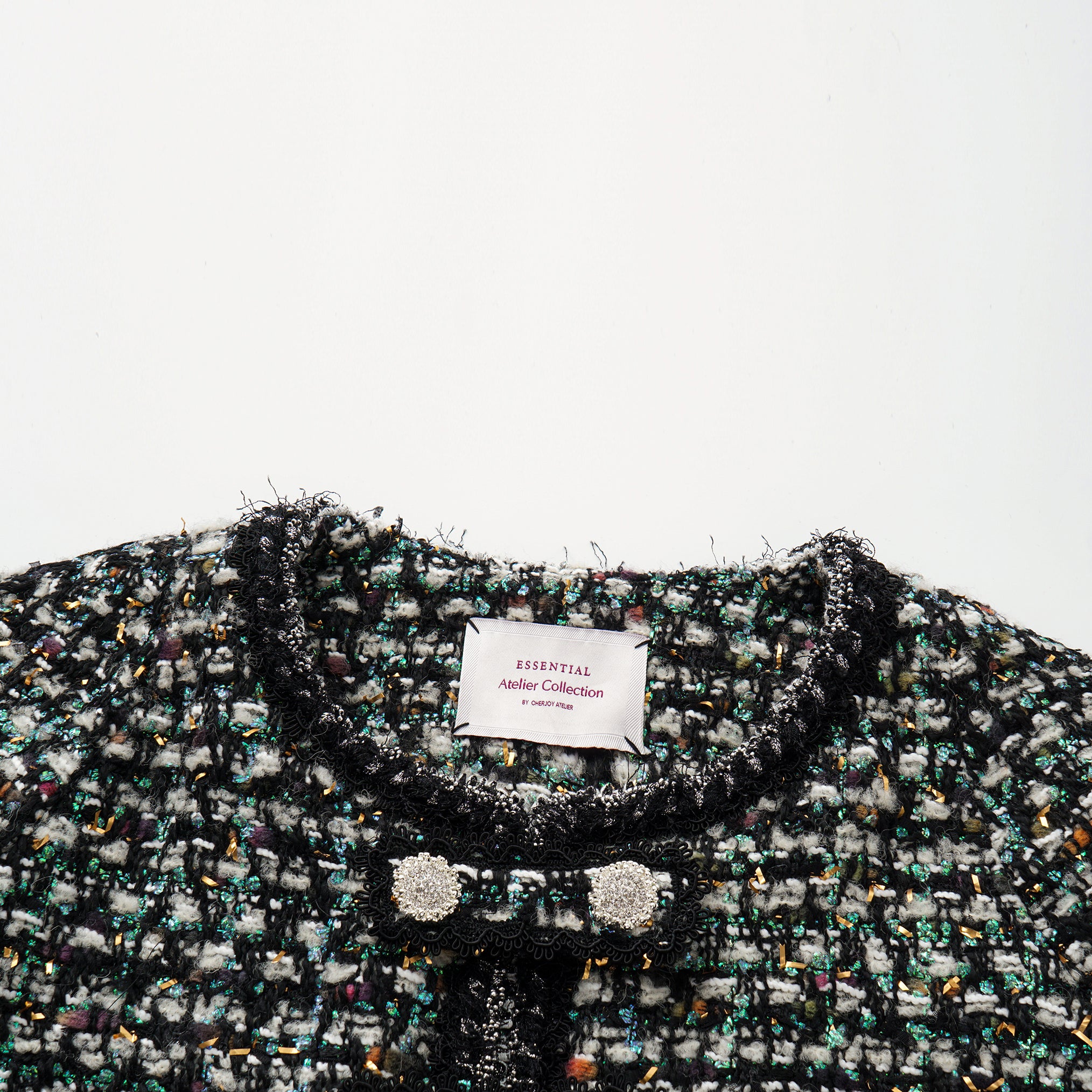 "Couture Impression."法國頂級羊毛棱光彩織花呢經典No.4外套—Galaxy Jardin銀光花境