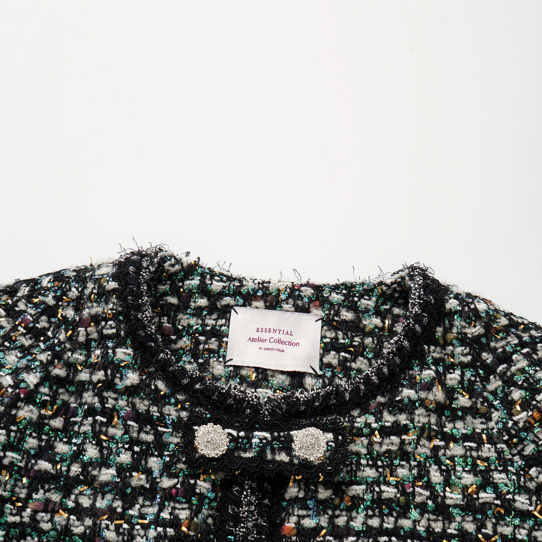 "Couture Impression."法國頂級羊毛棱光彩織花呢經典No.4外套—Galaxy Jardin銀光花境