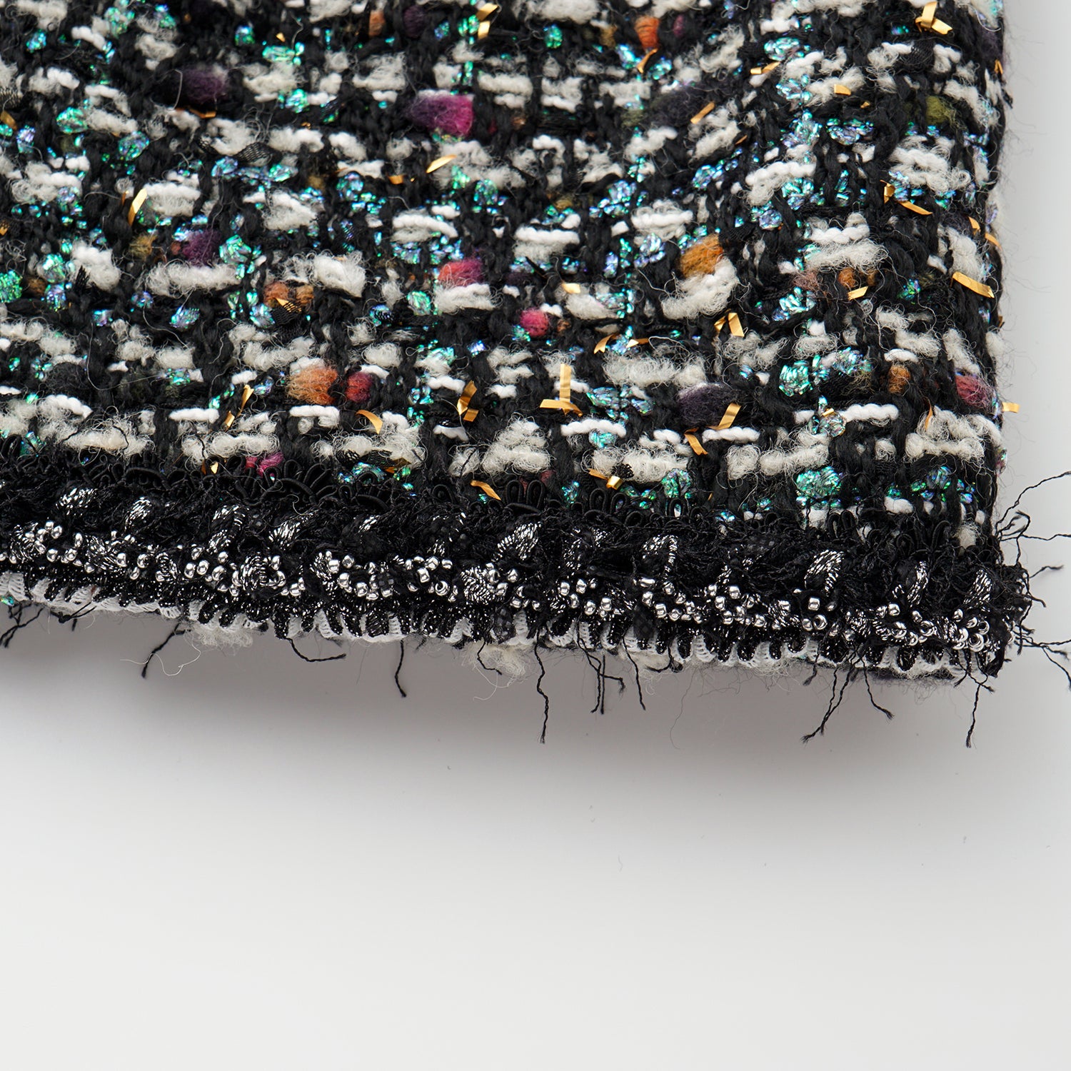 "Couture Impression."法國頂級羊毛棱光彩織花呢短褲—Galaxy Jardin銀光花境