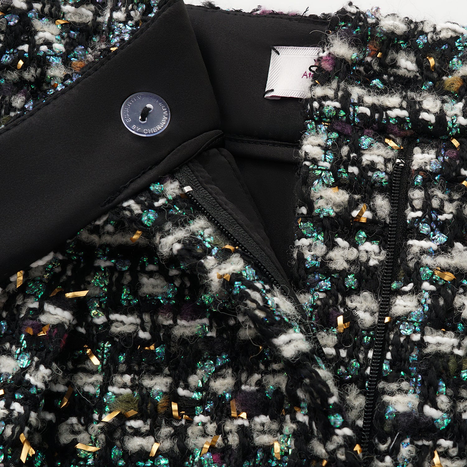 "Couture Impression."法國頂級羊毛棱光彩織花呢短褲—Galaxy Jardin銀光花境