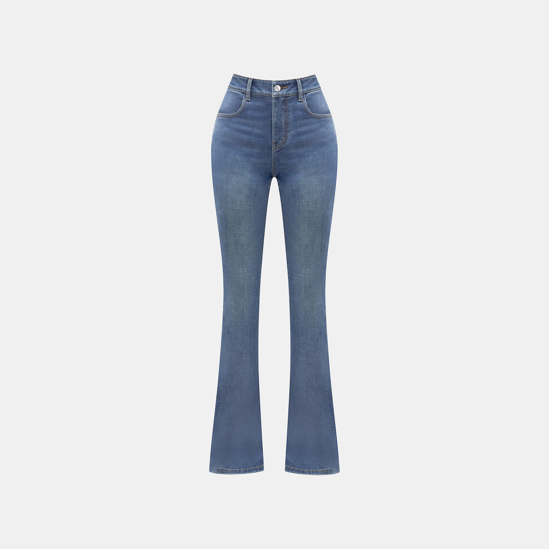 "Easy-Go Chic"義大利高腰修身剪裁棉質牛仔喇叭褲—Indigo Notes靛藍札記