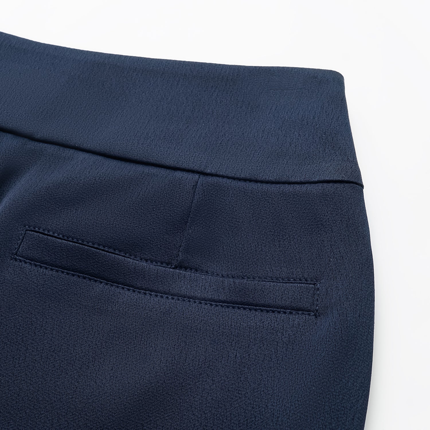 “Autumn Diary ” 珍珠醋酸緞九分喇叭褲 — 深藍