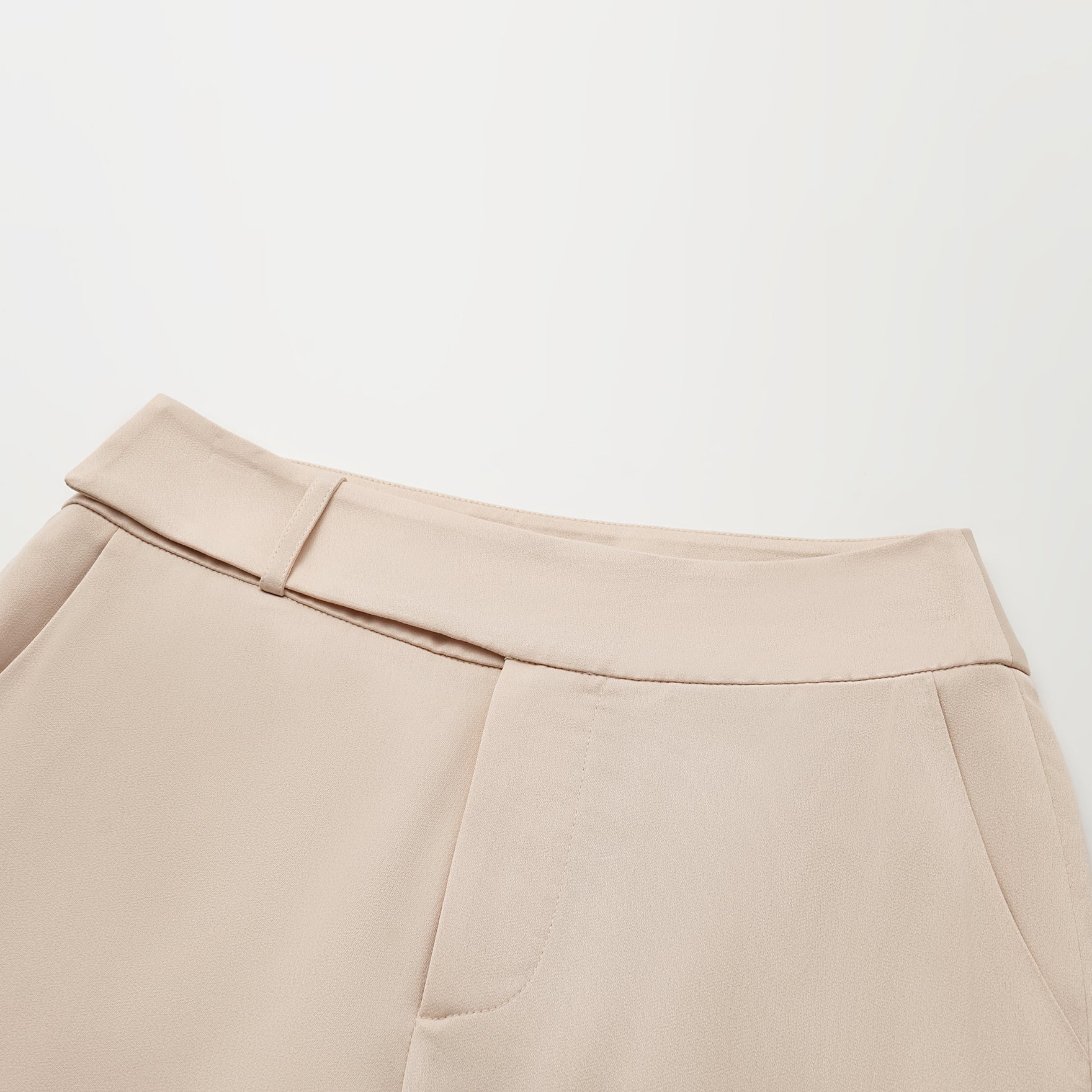 “Autumn Diary ” 珍珠醋酸緞九分喇叭褲— 裸色