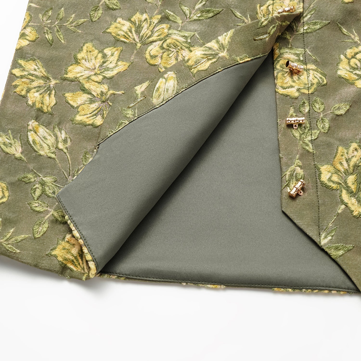 "Imperial Garden Teatime" Silk Wool Light Chinese Style Suit - Green 