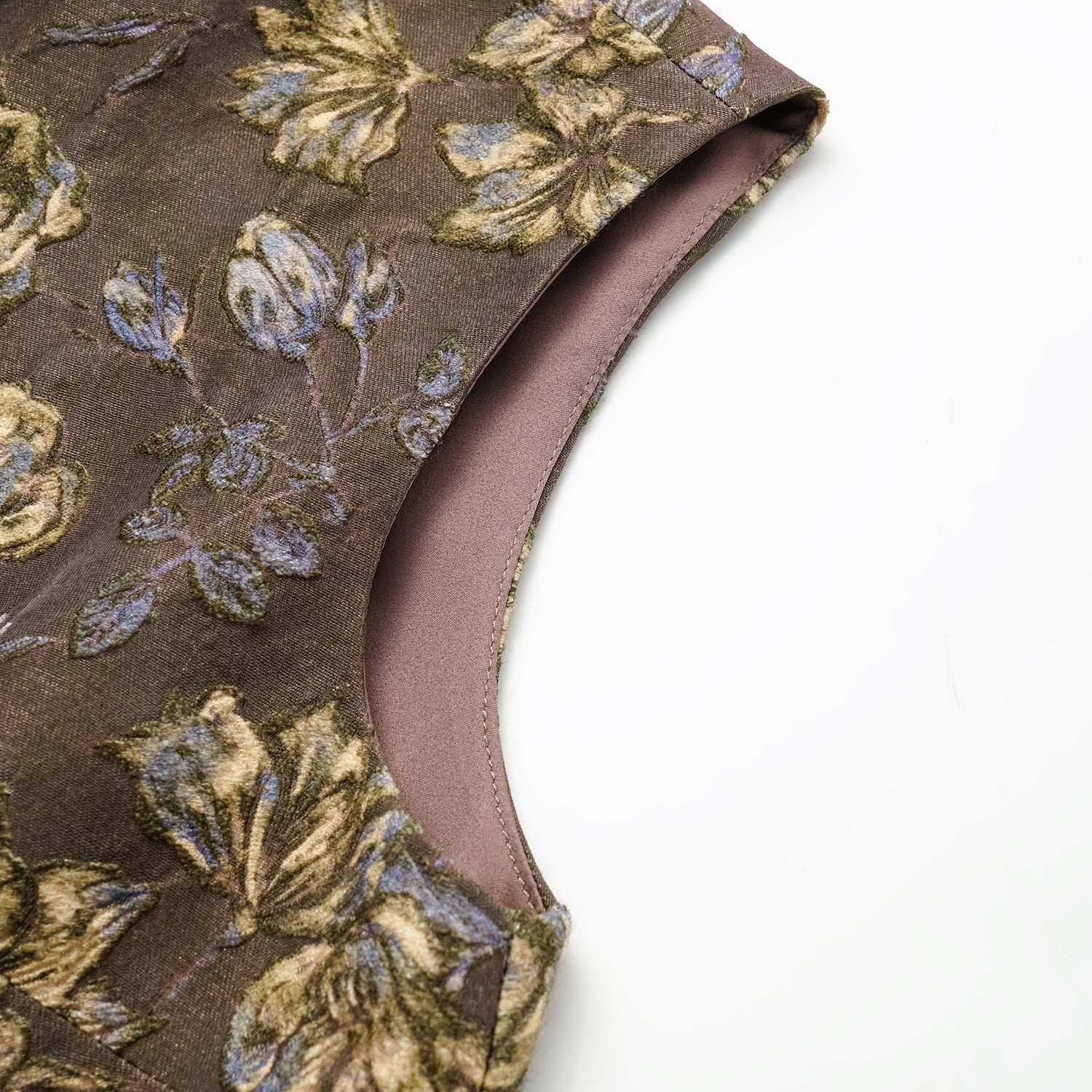 "Imperial Garden Teatime" Silk Wool Light Chinese Style Suit - Coffee 