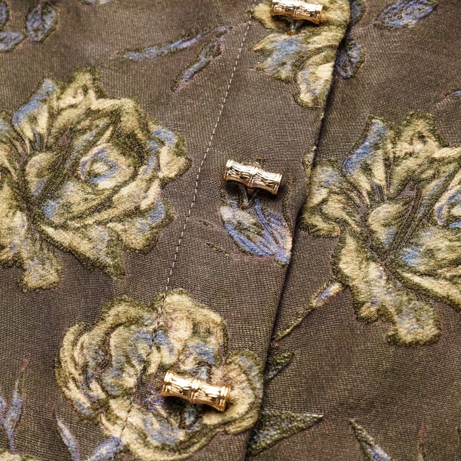 "Imperial Garden Teatime" Silk Wool Light Chinese Style Suit - Coffee 