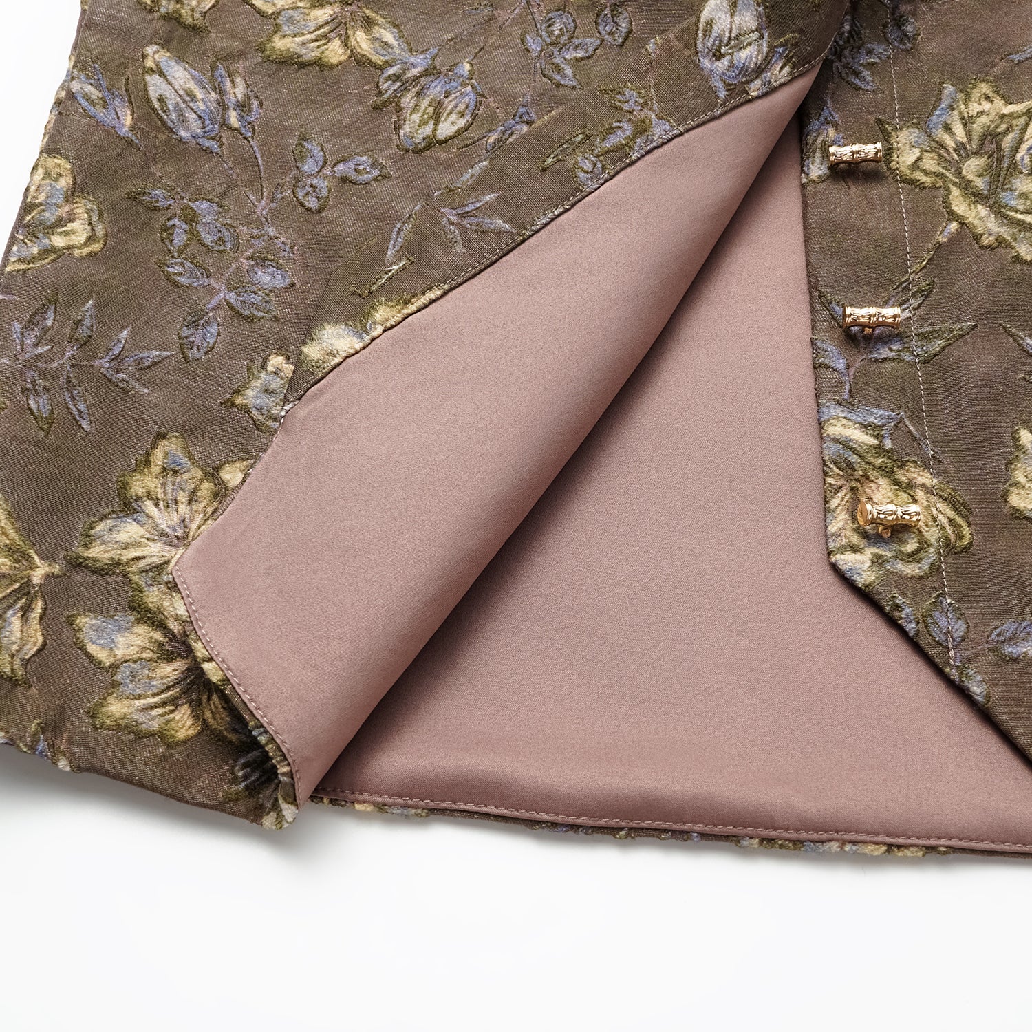 "Imperial Garden Teatime" Silk Wool Light Chinese Style Suit - Coffee 