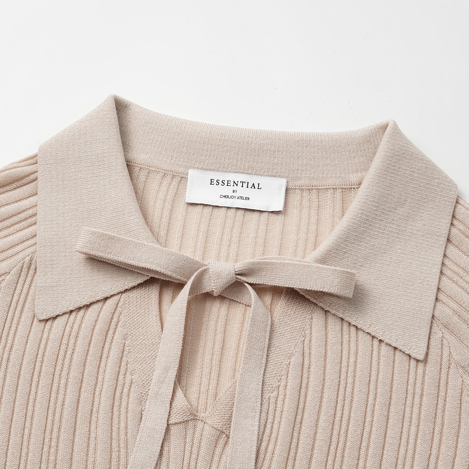 “By Inch."蠶絲針織綁帶上衣—Honey Pearl 蜜珠光