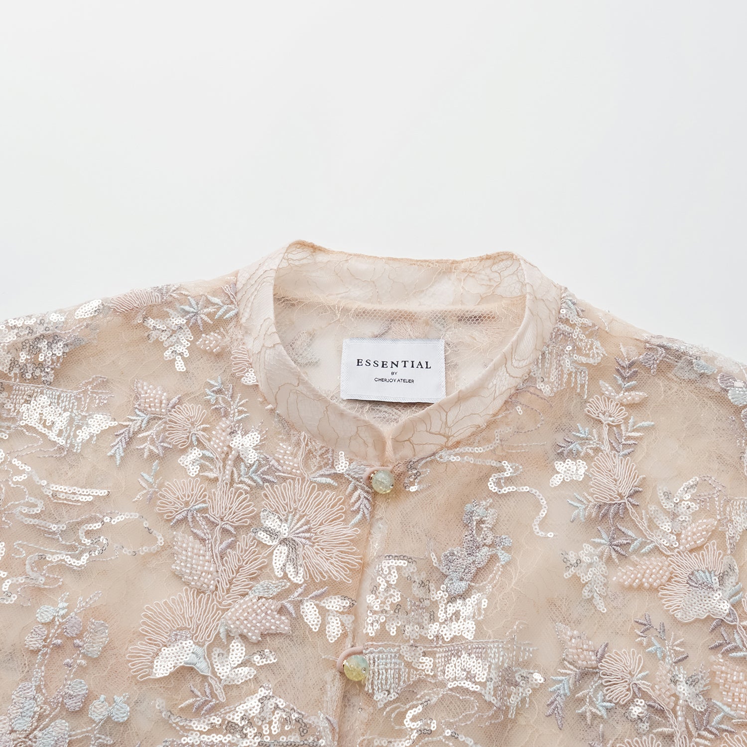 "Imperial Garden Teatime" 點景白描奢華珠繡蕾絲輕國風長版馬甲—Petal Silhouette花間影