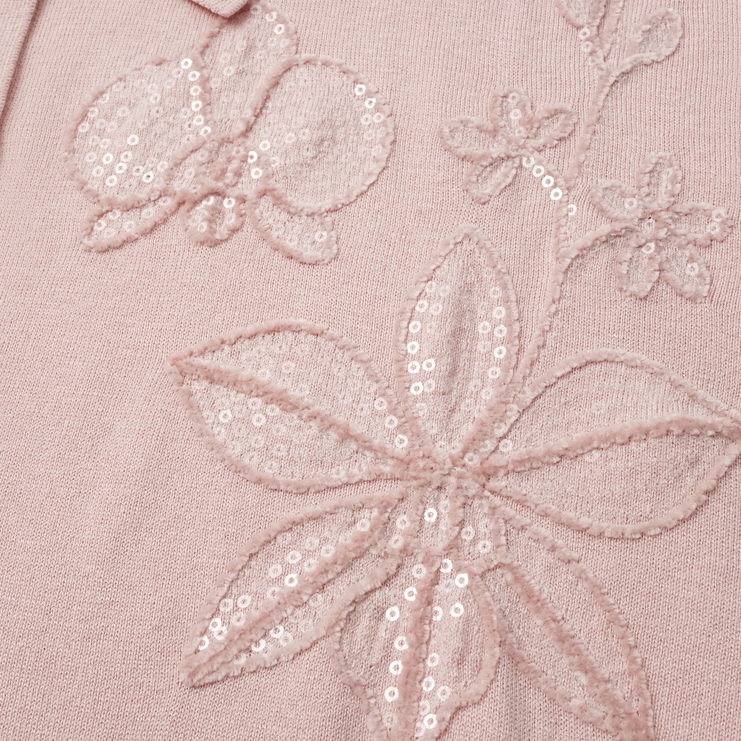 “春意” 立體刺綉工藝蠶絲針織輕國風休閒上衣—Rose