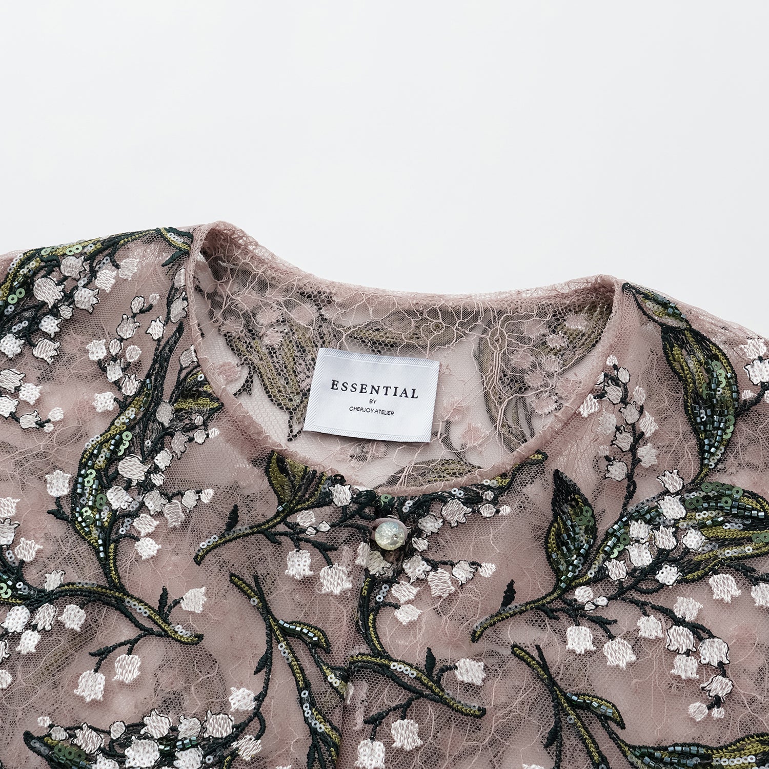 "Imperial Garden Teatime." 奢華珠繡蕾絲Oversized輕國風罩衫—Jade Aroma翠影凝香