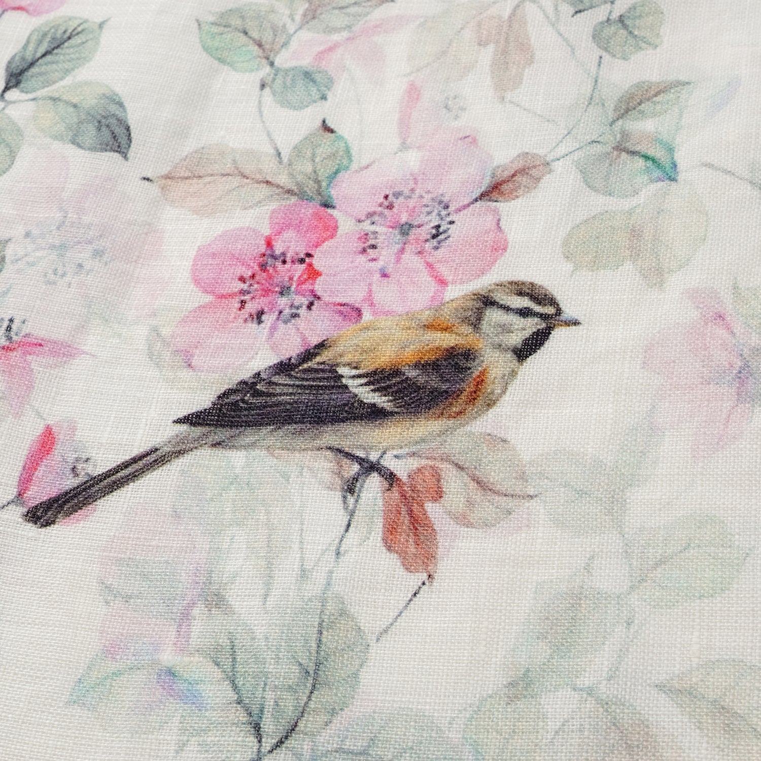 “春意” 義大利繪印藏鑽亞麻輕國風Oversized拼接襯衫—花枝映羽