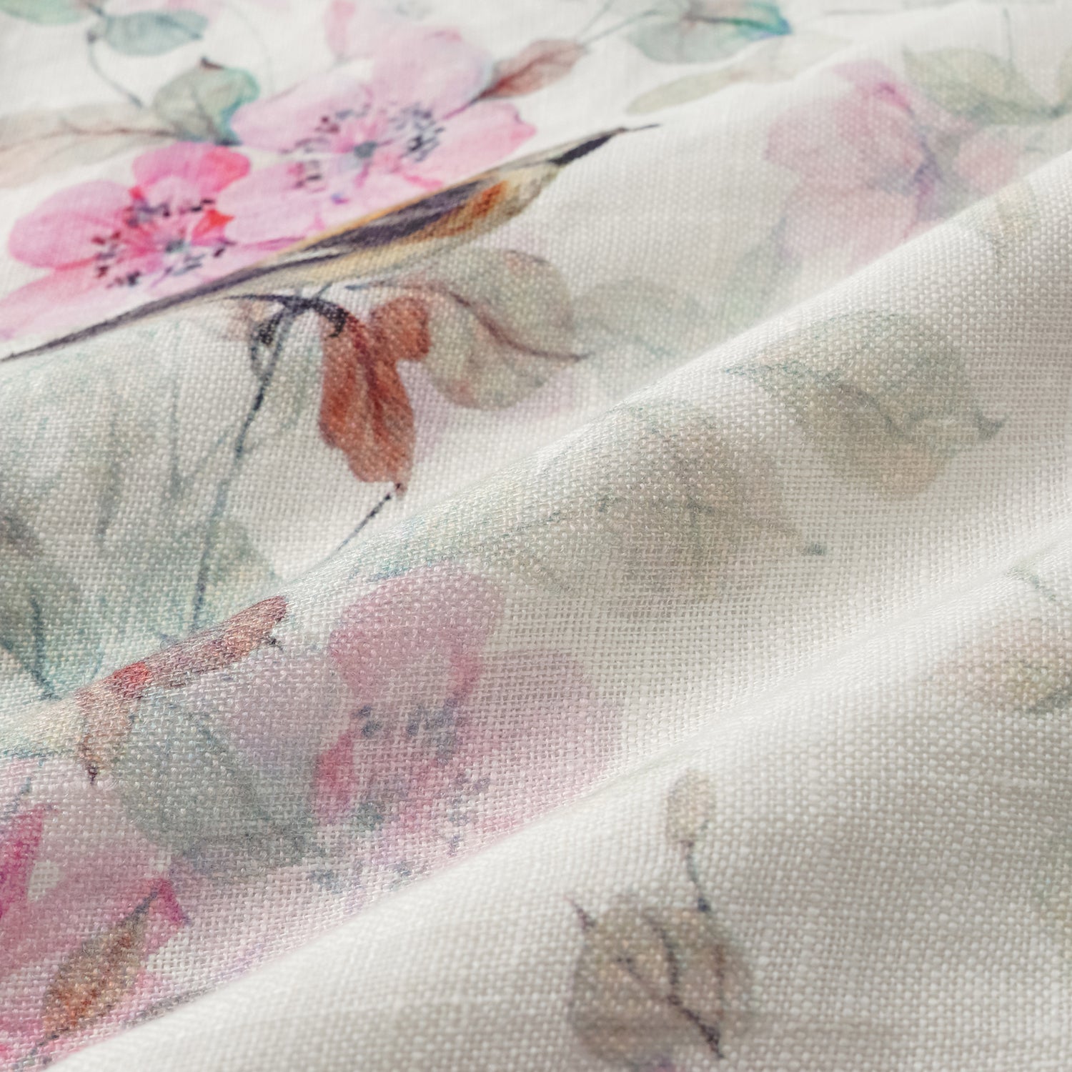 “春意” 義大利繪印藏鑽亞麻輕國風Oversized拼接襯衫—花枝映羽