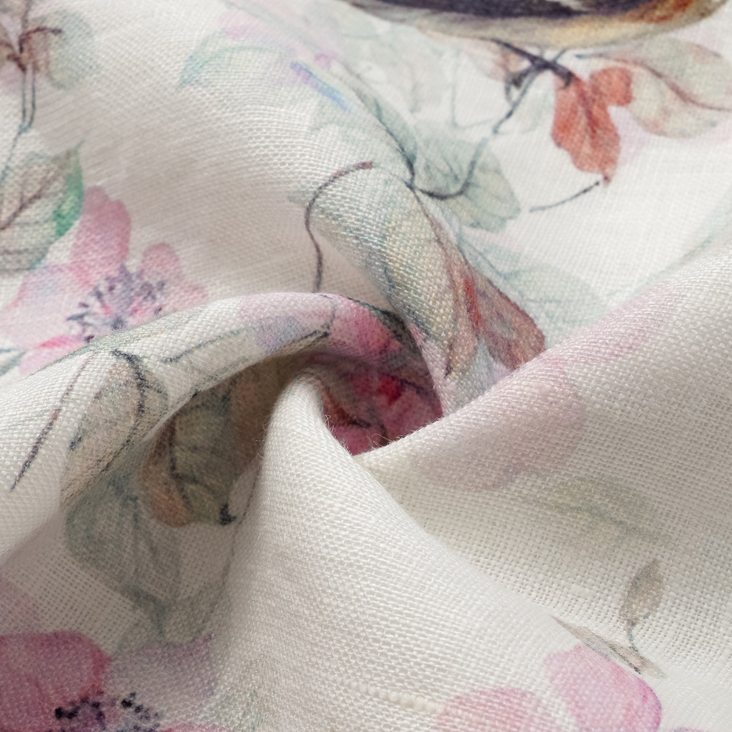 “春意” 義大利繪印藏鑽亞麻輕國風Oversized拼接襯衫—花枝映羽