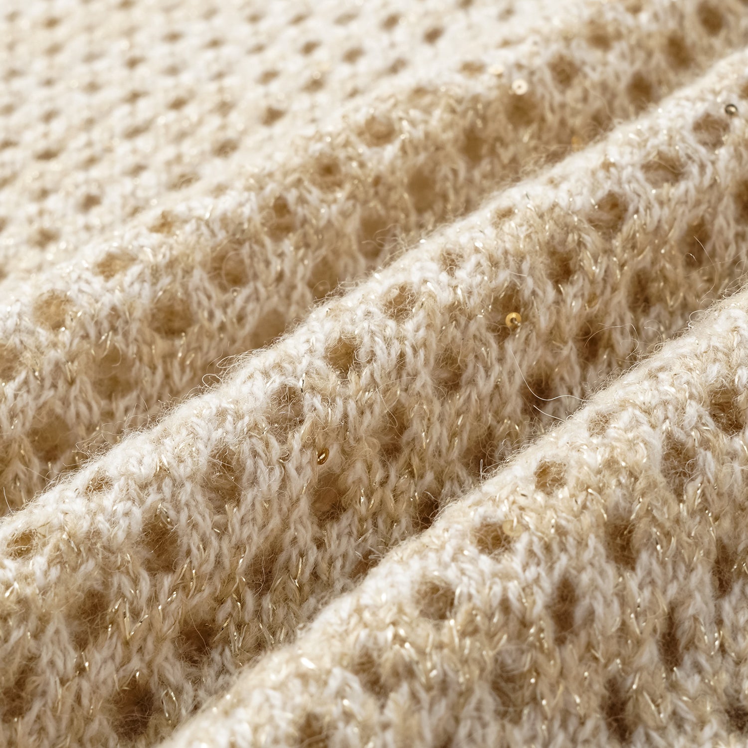 "Chelsea Citywalk." 100% Cashmere 亮片蕾絲編織工藝針織背心—Honey Latte