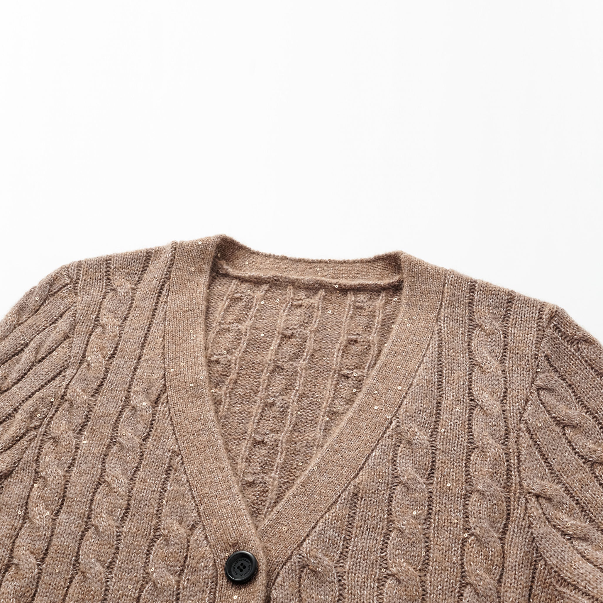 “Winter diary.” 100% Cashmere 亮片麻花編織針織開衫—Harmony