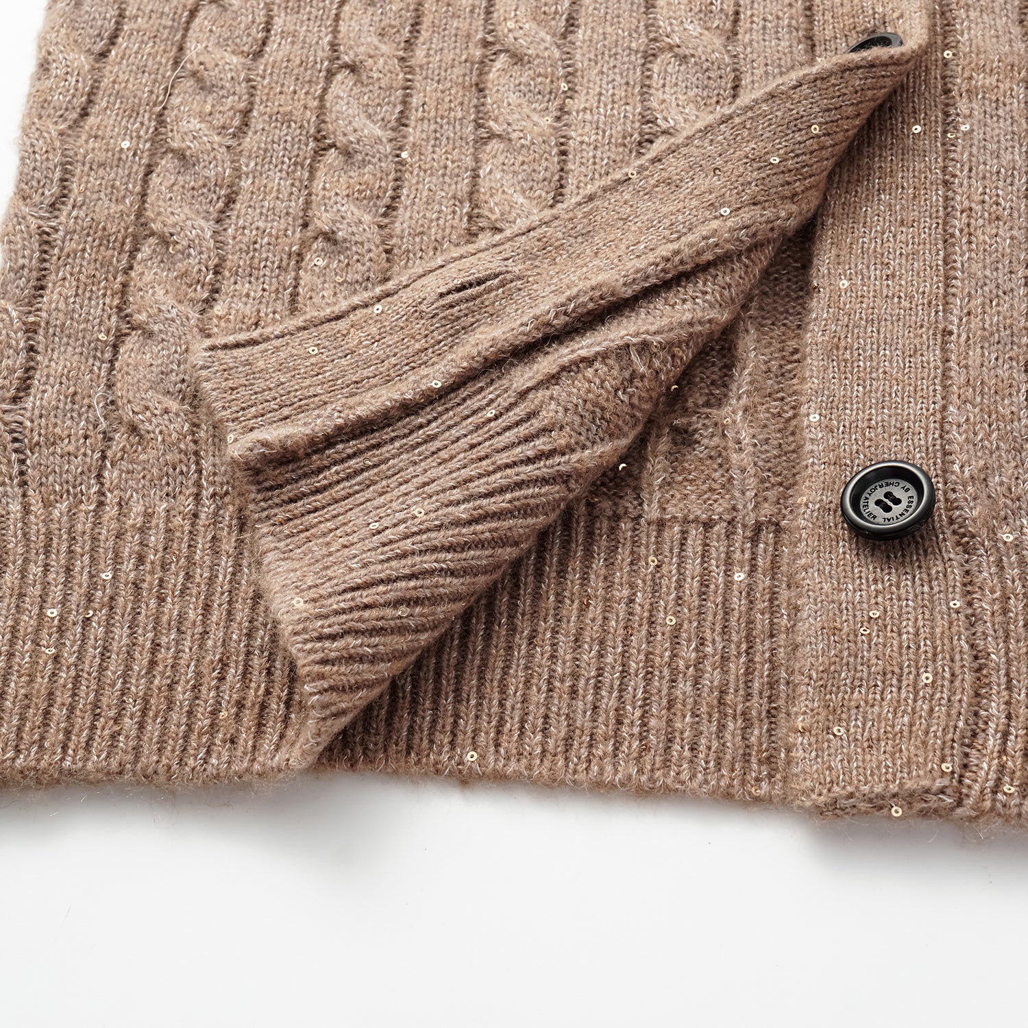 “Winter diary.” 100% Cashmere 亮片麻花編織針織開衫—Harmony