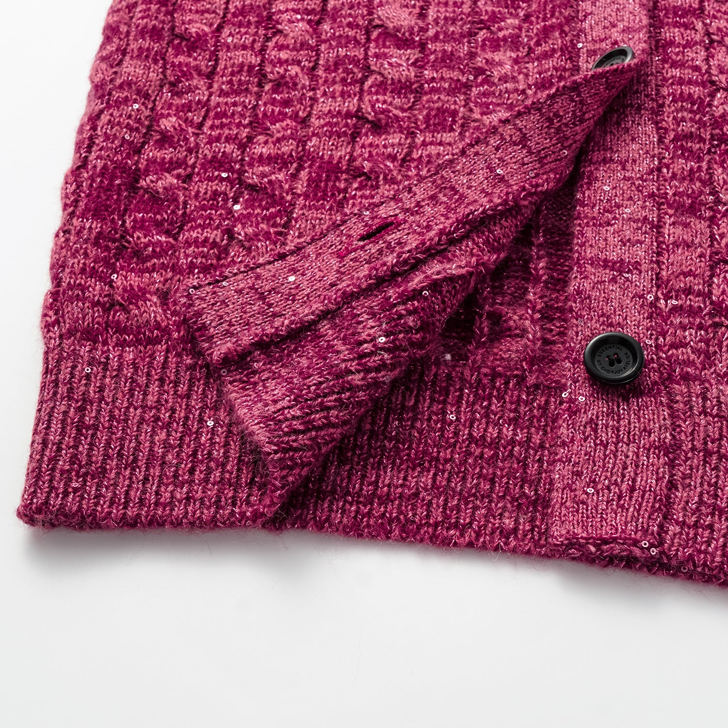 “Winter diary.” 100% Cashmere 亮片麻花編織針織開衫—Luck