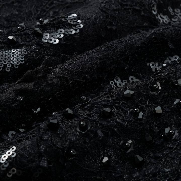 "Weekend at Monaco." Luxe Painted Beaded Lace Trousers - Nuit Parfumée