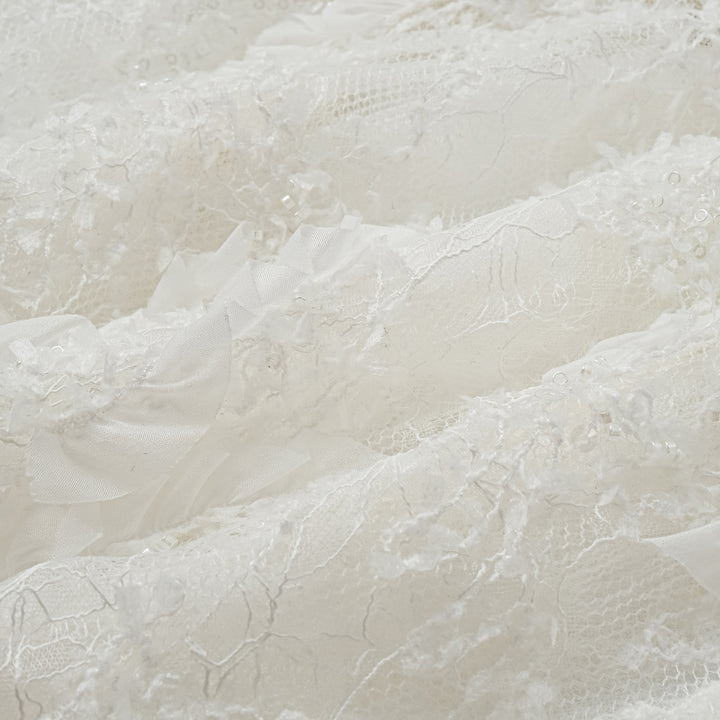 "Weekend at Monaco." Luxurious painted beaded lace hunting vest - Lucent Haze