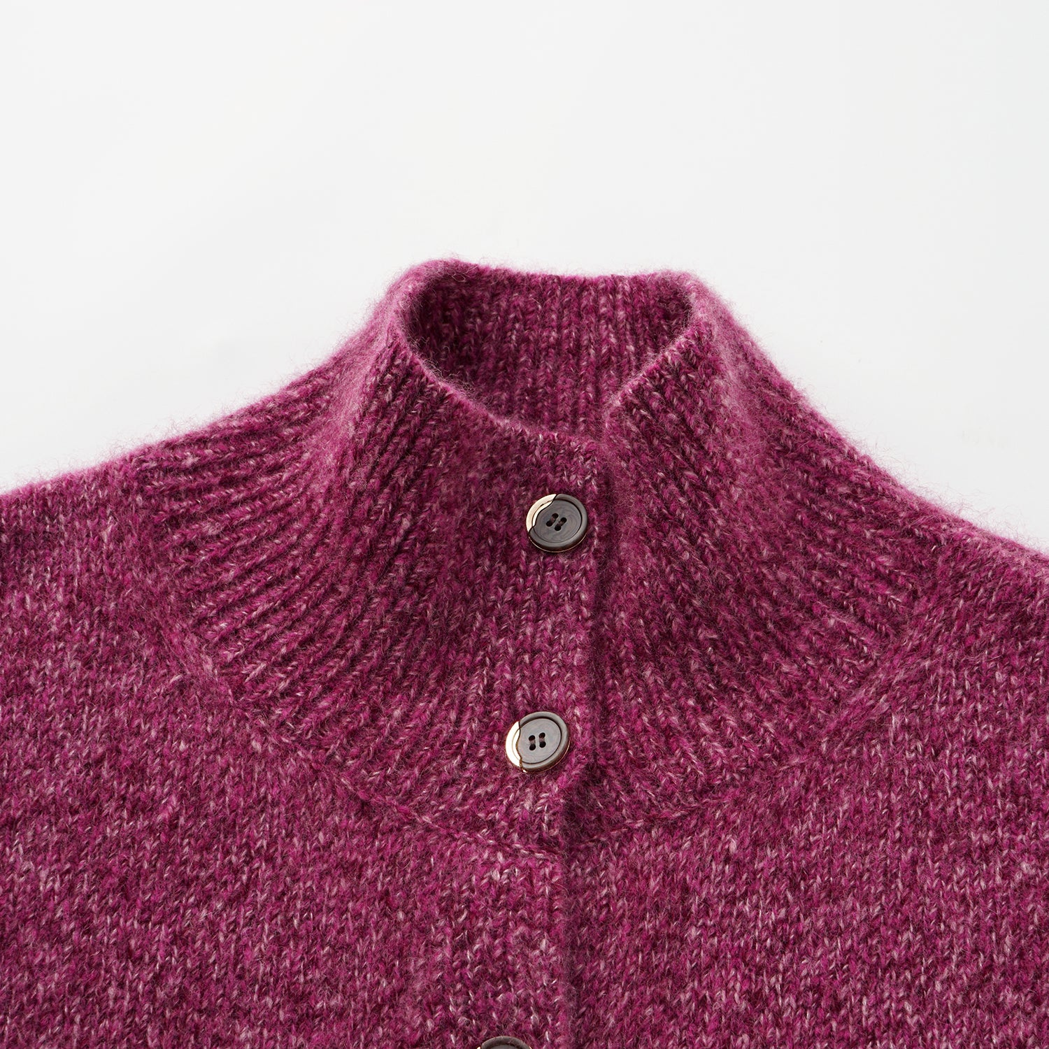 “Winter Diary” Cashmere真絲霧染絨柔細針立領外套—Mulled Berry冬季甜莓