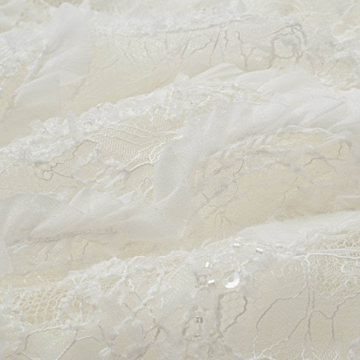 "Weekend at Monaco." Luxurious Art Beaded Lace Shorts—Lucent Haze